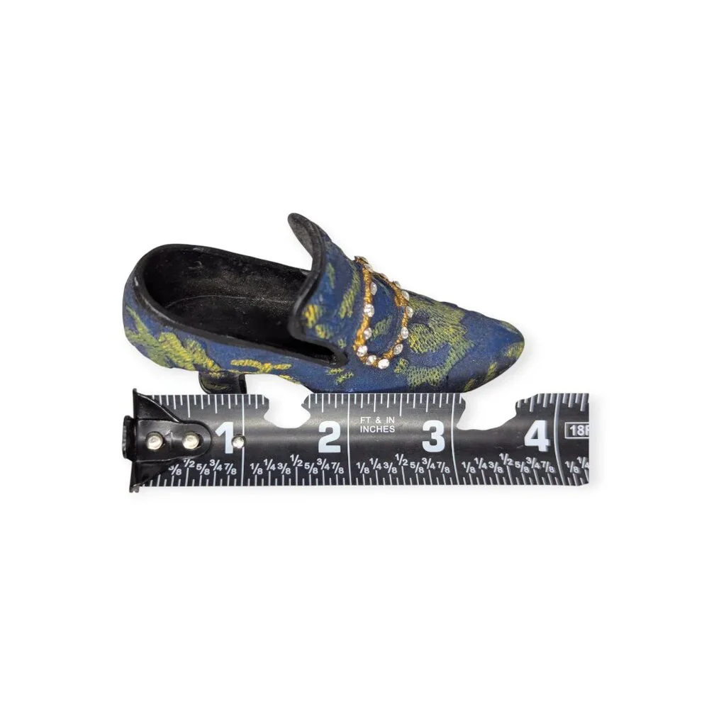 Vintage My Treasure 1999 Kingsbridge Int Inc Blue & Gold Tone Miniature Shoe
